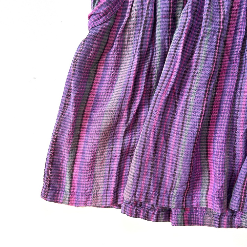 Lipstick Vintage Retro Purple Plaid V-Neck Rayon Sleeveless Dress - Picture 3 of 7